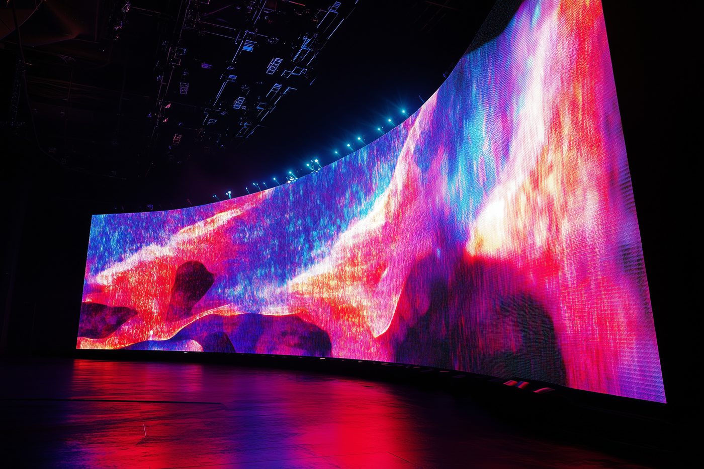 Massive curved LED video wall