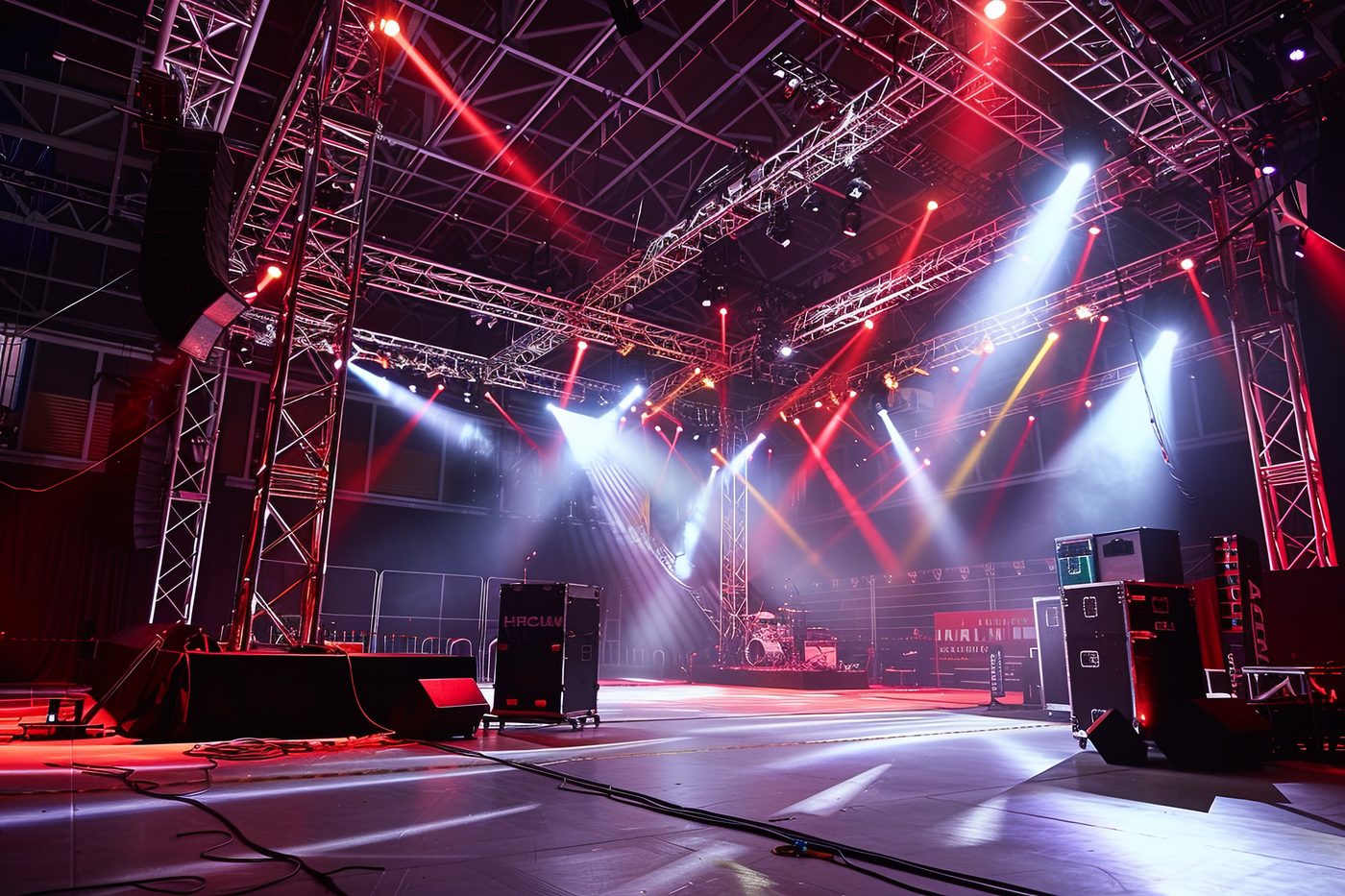 Stage truss rig with beam lighting